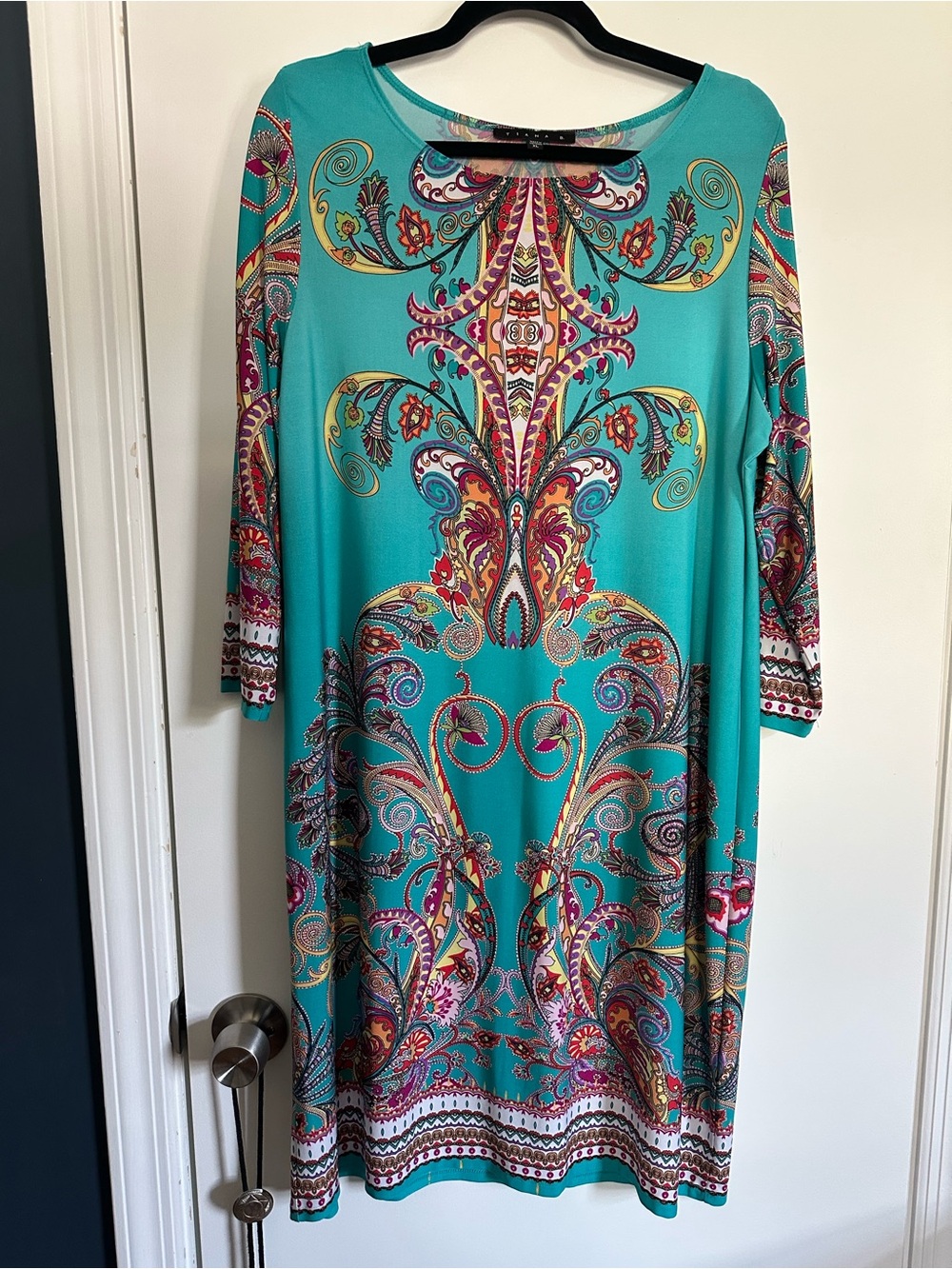 Tiana B. Turquoise Paisley-Print Women’s Dress Size XL